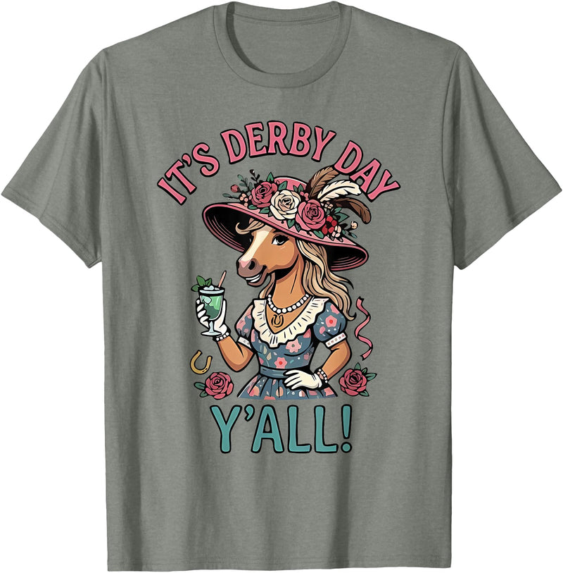 Funny Horse Talk Derby To Me Shirt Men Women Horse Racing It's Derby Day Yall KY Derby Horse 2026 T-Shirt - Olive Heather