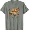 Lion Graphic - Wild Animal Lover Design Lion Outfit - Torn Design Picture Of A Lion's Face T-Shirt - Olive Heather