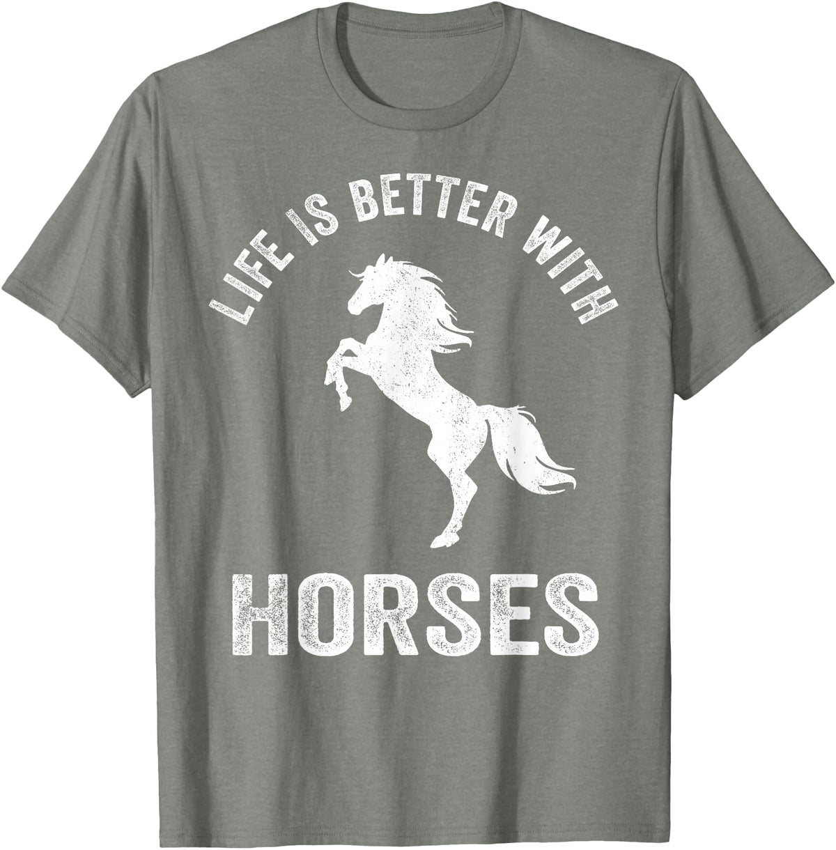 Horse Owner Belief Design Inc. Cute Life Is Better With Horses Horseback Riding Shirt T-Shirt - Olive Heather