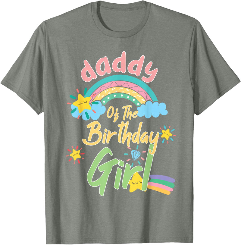 Birthday Girl Rainbow Matching Family Daddy Of The Birthday Girl Llama Matching Family T-Shirt - Olive Heather