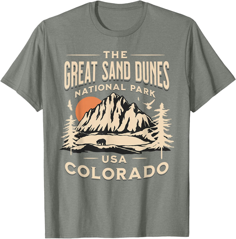 Great Sand Dunes National Park Colorado USA Retro Great Sand Dunes National Park Colorado Hike Outdoors Retro T-Shirt - Olive Heather