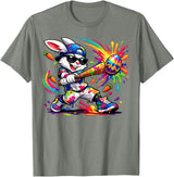 Funny Dripping Drip Rabbit Bunny Baseball Easter Men Boy Kid T-Shirt in Olive Heather