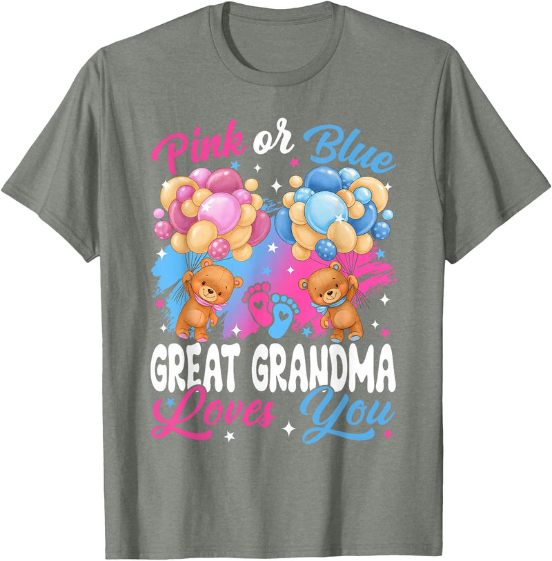Bears Pink Or Blue Gender Reveal Bears Pink Or Blue Great Grandma Loves You Gender Reveal T-Shirt - Olive Heather