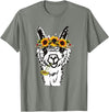 Funny Llama Alpaca Animal Lover Women's Floral Llama Alpaca Funny Graphics T-Shirt - Olive Heather