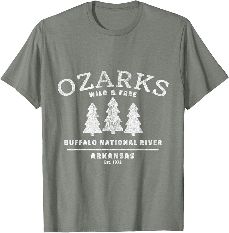 Arkansas Wilderness Designs and Gifts Buffalo National River - Arkansas - Ozark Mountains T-Shirt - Olive Heather