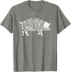 BBQ T-Shirts: Pig Cuts Barbecue and Grilling T-Shirt T-Shirt - Olive Heather