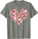 Pig Heart Lover Gift Co. Pig For Women Girls Kids Heart Shape Poses Cute Pig T-Shirt - Olive Heather