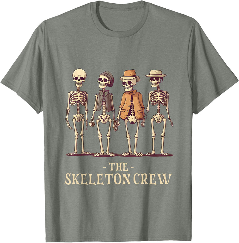 KDR Apparel Funny Men's Halloween Skeleton Crew T-Shirt - Olive Heather