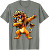 Funny Lion Lover Dabbing Lion Sunglasses T-Shirt - Olive Heather
