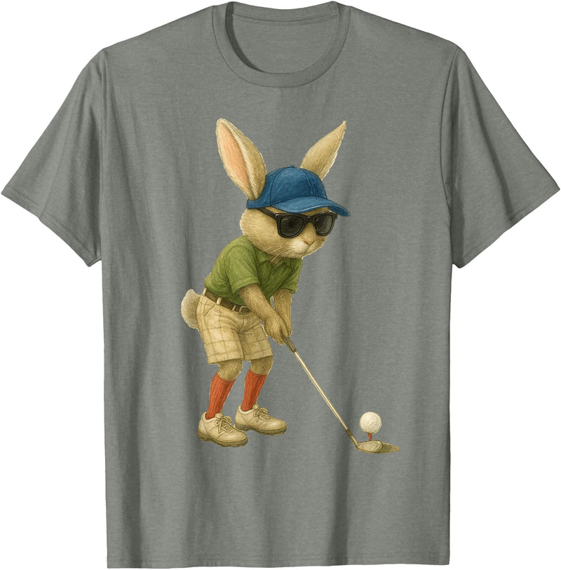 Easter Golf Bunny Rabbit Golfer Golf Player Dad Men Boys T-Shirt in Olive Heather