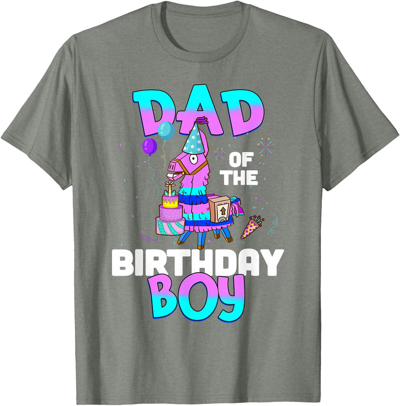 Llama Boys Kids Lovers Dad Fathers Creations Llama Birthday T-Shirt; Birthday Boy Shirt for Dad Father T-Shirt - Olive Heather