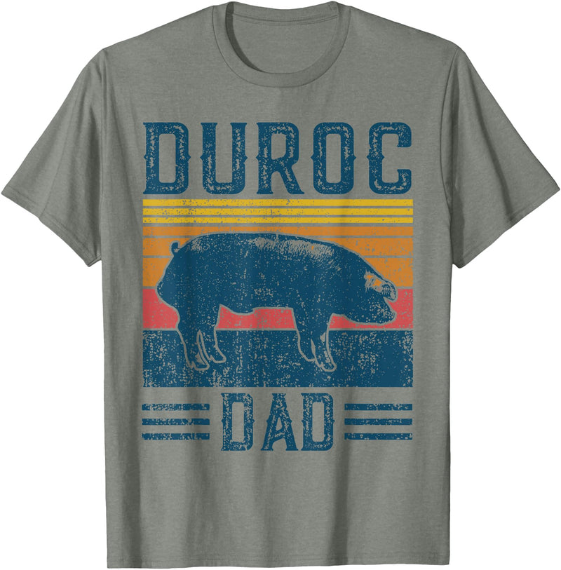 Retro Duroc Farmer Gift for Men Farming Breed - Vintage Duroc Pig Dad T-Shirt - Olive Heather