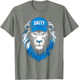 I Liked The Lions Before It Was Cool Tees Blue Lions Salty Wearing Hat Salty Cool Lions Strong Lions T-Shirt - Olive Heather