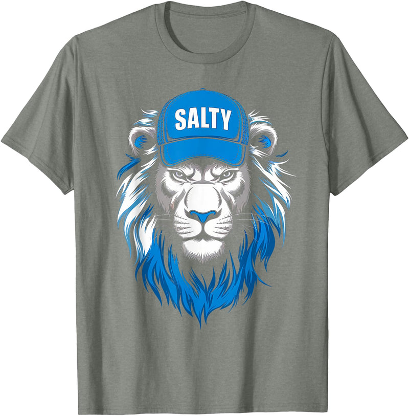 I Liked The Lions Before It Was Cool Tees Blue Lions Salty Wearing Hat Salty Cool Lions Strong Lions T-Shirt - Olive Heather