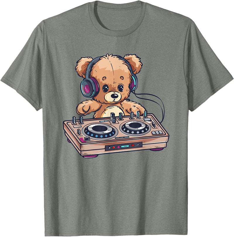Colorful Teddy Art I Kids Teddy Bear Cute Teddy DJ T-Shirt - Olive Heather