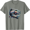 Steelhead Fishing - Unisex Adults & Kids Fishing T-Shirt - Black - Small - Short Sleeve - Cotton & Polyester - Modern Fish Graphic - Crew Neck - Regular Fit - Pull On - Imported - Olive Heather
