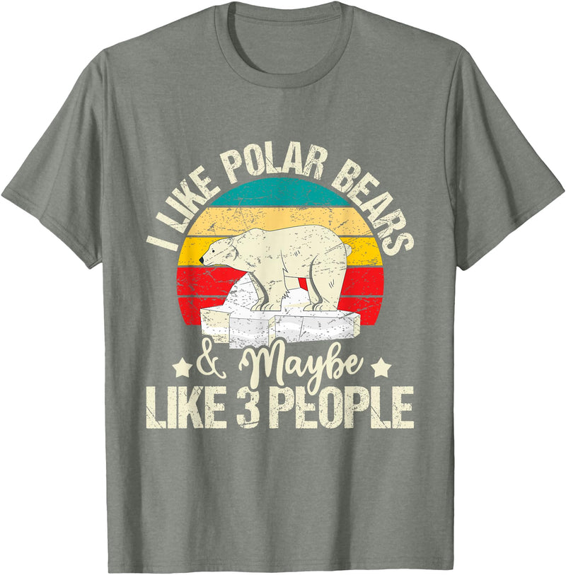 Funny Polar Bear Shirts I Like Polar Bears - Zookeeper Zoologist Zoo Animal Lover T-Shirt - Olive Heather