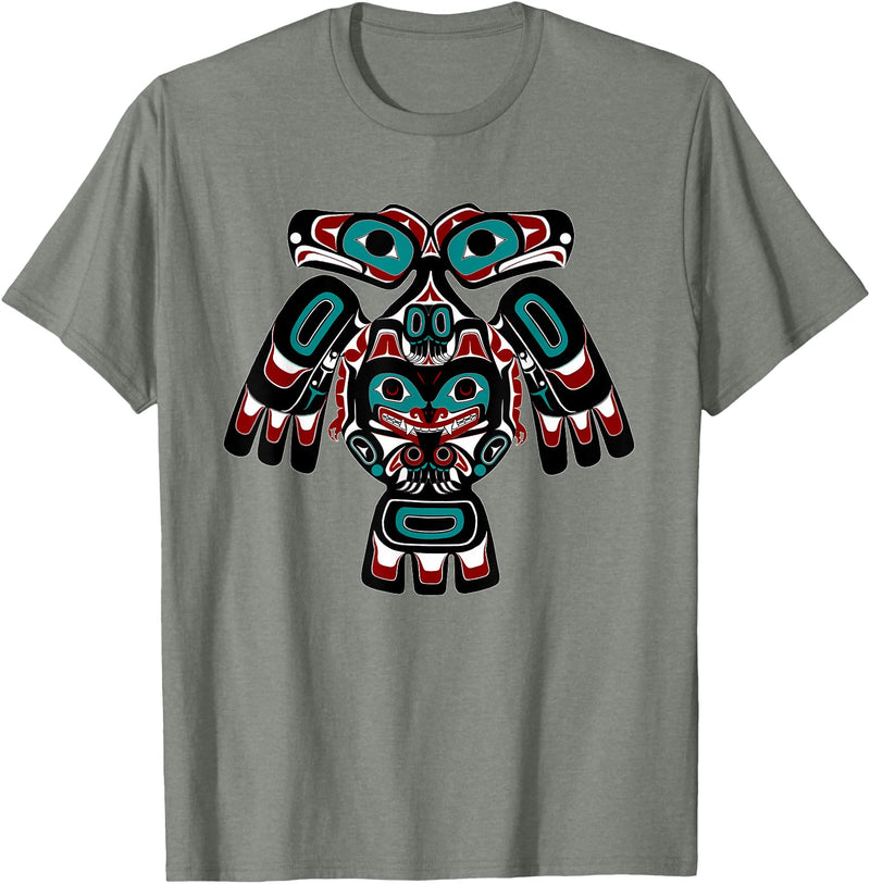 Tribal America Alaska Native American Indian Tlingit Eagle Bear Clan Spirit T-Shirt - Olive Heather