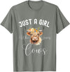 Just A Girl Who Loves Cows Tee Just a Girl Who Loves Cows Funny Cute Cow for Girls Women T-Shirt - Olive Heather