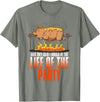 BBQ Season Smoke Meat Dad Grill Gifts Funny Saying Roasted Pig Rotisserie Pork Lover Food Pun Tee T-Shirt - Olive Heather