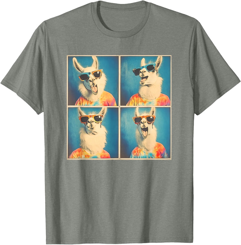 Tie-Dye Animal Groovy Llama Lover Men Women Kids Colorful Hippie Llama Wearing Tie Dye Llama Lovers T-Shirt - Olive Heather
