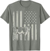 American Bull Riding Cowboy 4th of July USA Flag Proud Patriotic Cattle Bull Cow Farmer Lover American Flag T-Shirt - Olive