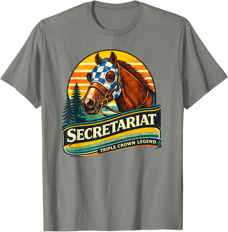 Legends Of Racing Ltd. Secretariat Horse, Horse Racing, Santa Anita, Del Mar, Horse T-Shirt - Olive Heather