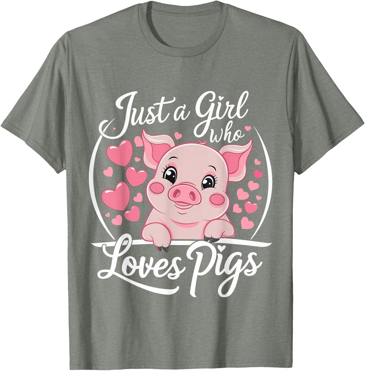 Funny Pig Lover & Owner Pig Lover Just A Girl Who Loves Pigs T-Shirt - Olive Heather