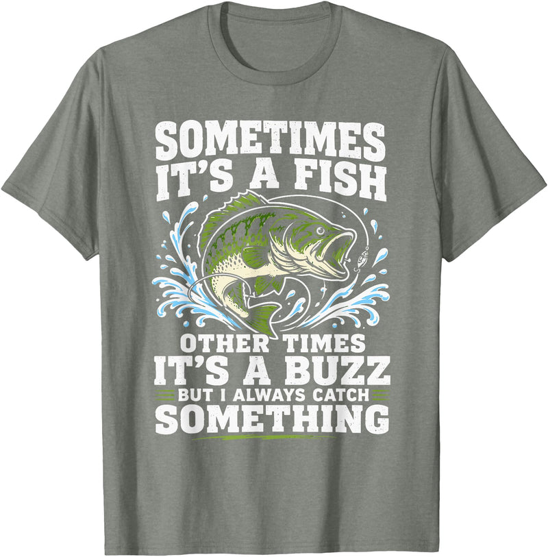 Fishing Graphic Tees Funny Bass Fishing Catch Quote T-Shirt - Olive Heather