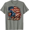 Independence Day Horse Lovers Cowgirls Horse Patriotic Equestrian 4th of July USA American Flag T-Shirt - Olive Heather