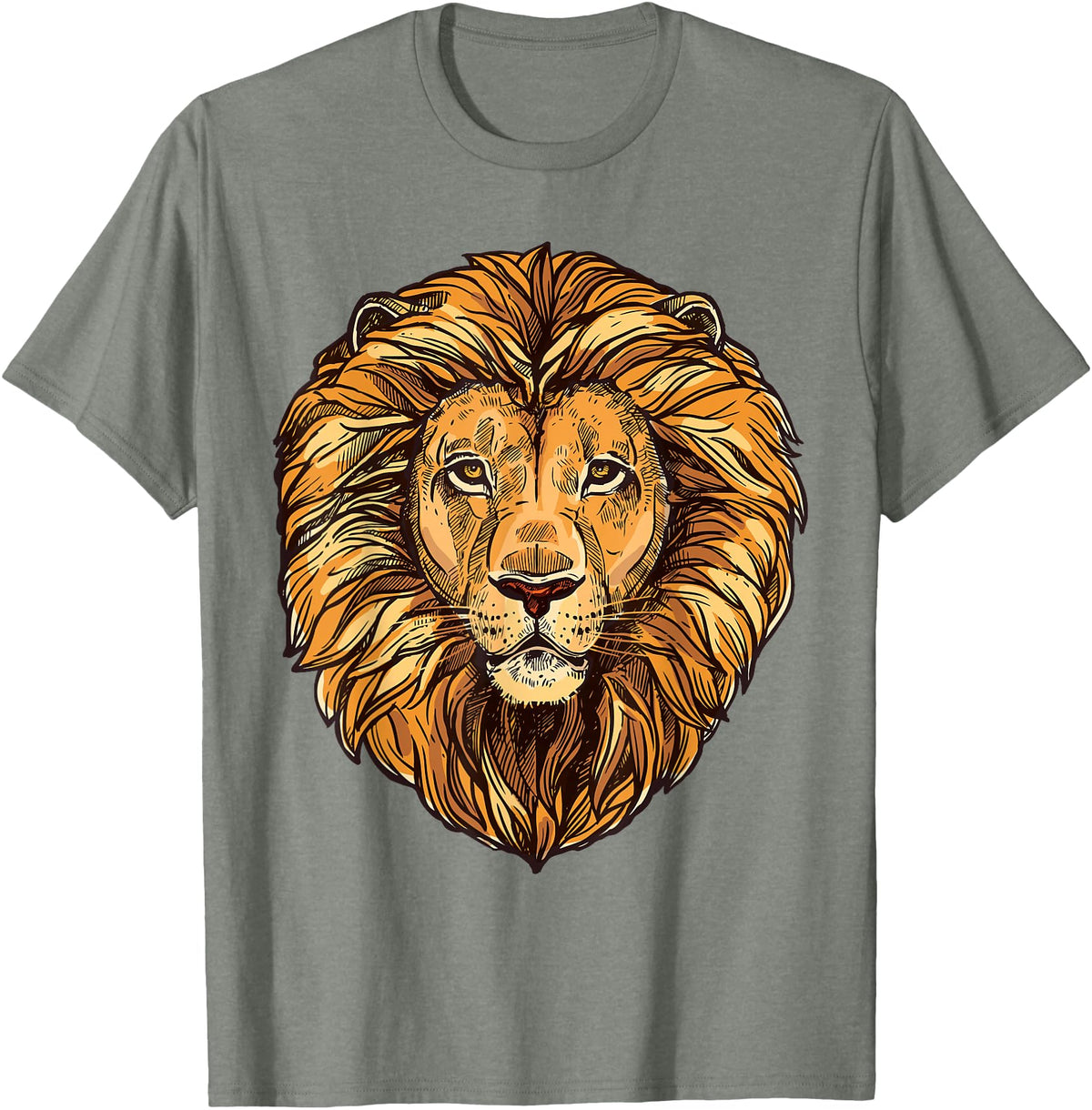 ROSS BOSS Majestic Lion Mane Detail Art T-Shirt - Olive Heather