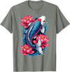 Funny Koi Fish Lover Koi Fish Lotus Flower Japanese Art T-Shirt - Olive Heather