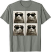 Retro Guinea Pig Portrait with Sunglasses Funny Guinea Pig Lover Cute Guinea Pig Photo Booth T-Shirt - Olive Heather