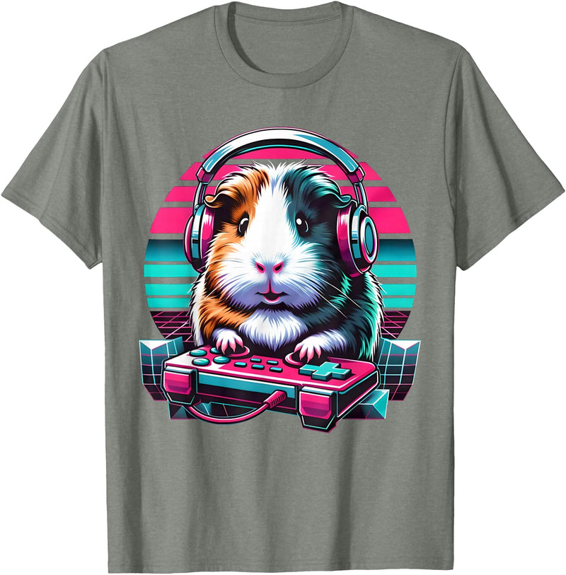 Guinea pig Rodent Game Lover Clothing Co. Guinea Pig Video Game Rodent Lover Animal Guinea Pigs Gamers T-Shirt - Olive Heather