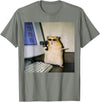 Funny Hamster Meme Cyber Hamster Meme Smoking Humor Computer T-Shirt - Olive Heather