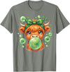 St. Patricks Day Highland Cow Blowing Bubblegum Celebrate St Patricks Day T-Shirt - Olive Heather