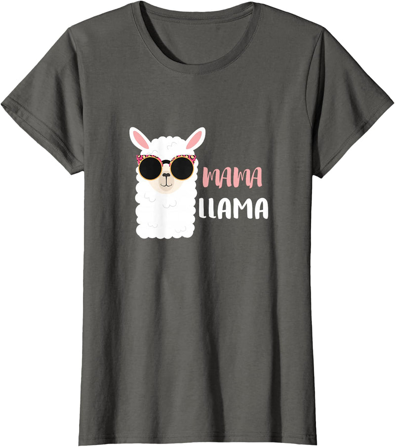 funny Mama Llama Co. Mama Llama, llama wearing sunglasses gift for women T-Shirt - Asphalt Grey