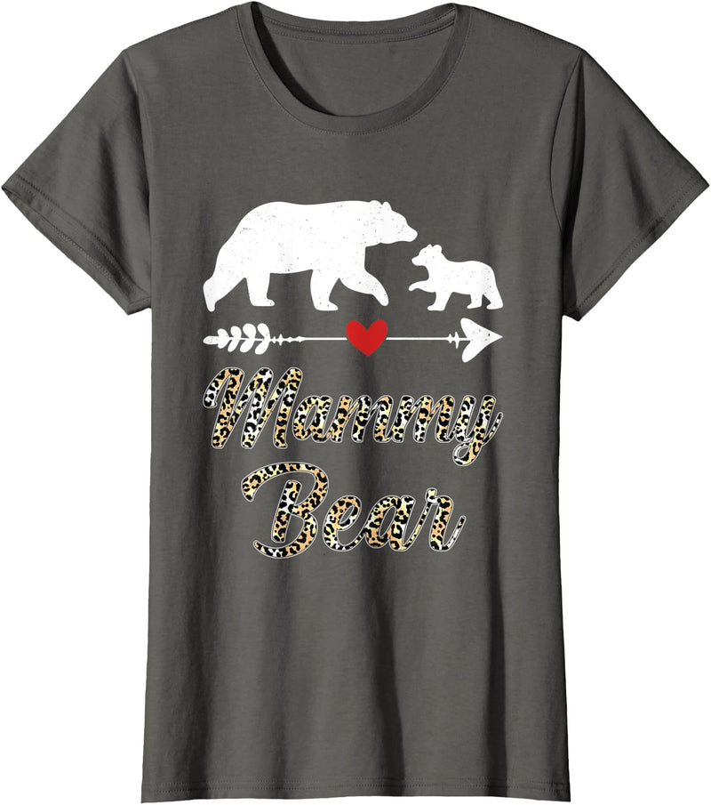 Bear Family Matching Leopard Happy Mother's Day Womens Mammy Bear Leopard Fun Mother's Day Bear Cub Matching Family T-Shirt - Asphalt Grey