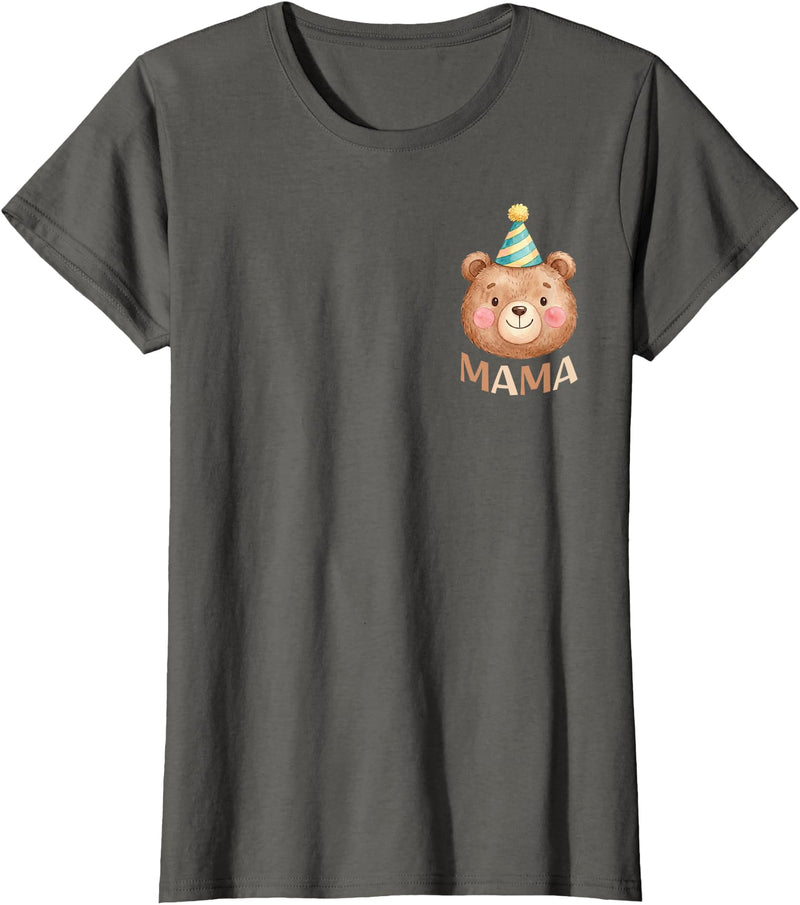Beary First Birthday Family Matching Party TEE Mama Bear 1st Birthday Boy Girl Family Matching Party T-Shirt - Asphalt Grey