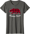 Papa & Mama Bear Outfit Mama Bear Pajama Red Buffalo Plaid T-Shirt - Asphalt Grey