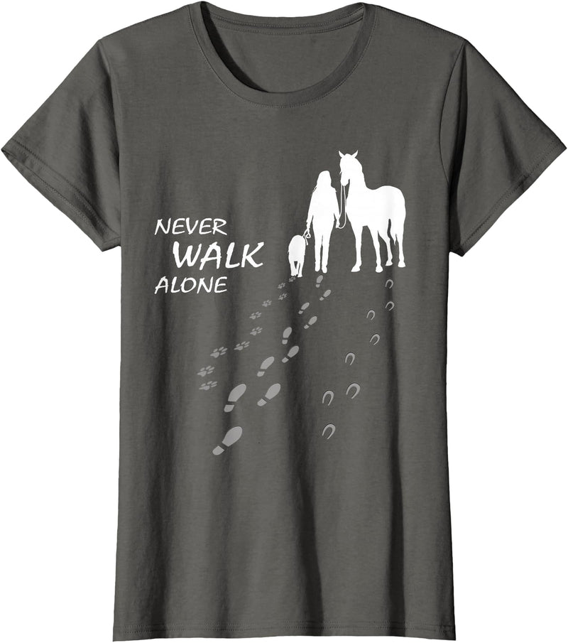 Grazy Dog - Doglover Hundeliebhaber Dog horse - never walk alone - horse fan dog lover T-Shirt - Asphalt Grey