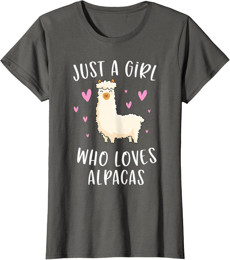 Cute Alpaca Llama Lover Clothing Gifts For Women Just A Girl Who Loves Alpacas Funny Alpaca Gifts for Girls T-Shirt - Asphalt Grey