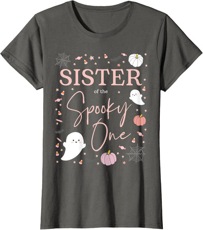 Spooky One First Birthday 1st Cute Pink Halloween Sister of The Spooky One Girl First Birthday Pink Halloween T-Shirt