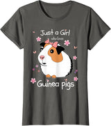 Just a Girl Cute Funny T-Shirts Just a Girl Who Loves Guinea Pigs - Cute Pets Lover Gift T-Shirt - Asphalt Grey