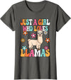 BALARI Just A Girl Who Loves Llamas Cute Groovy Alpaca Llama Kids T-Shirt - Asphalt Grey