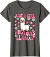 KATYLIN Just A Girl Who Loves Llamas Llama Lover Girls Kids T-Shirt - Asphalt Grey