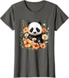 Floral Panda Bear Panda Bear Flowers Floral Girls Kids Funny Cute Panda Lover T-Shirt - Asphalt Grey