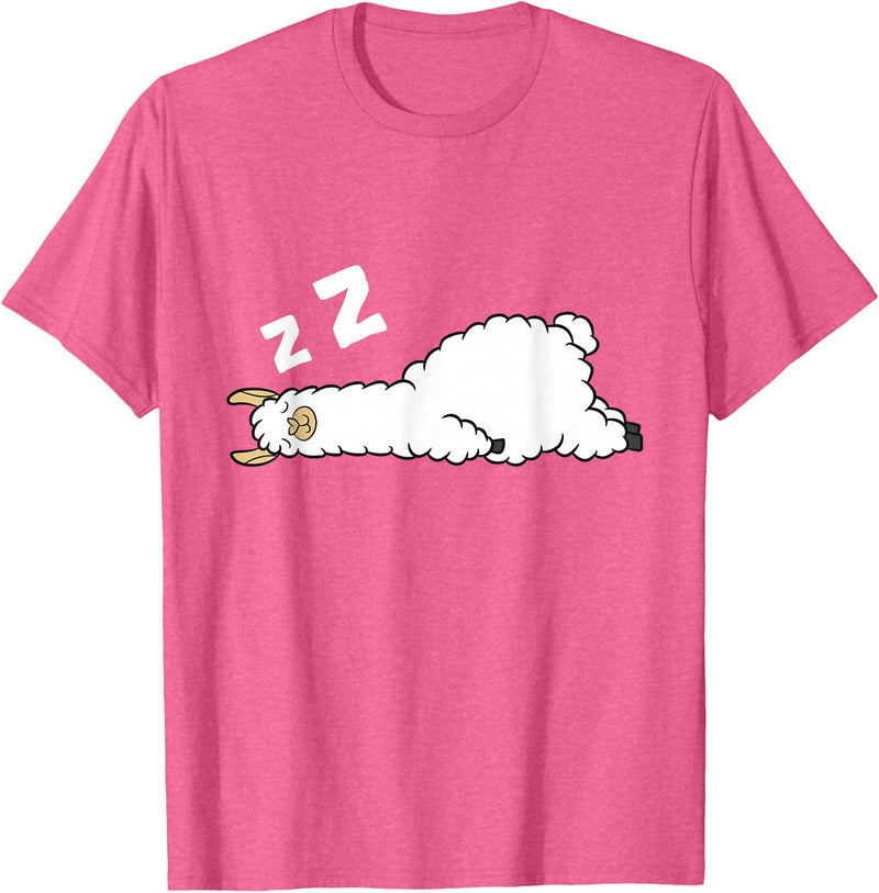 Sleeping Animals Tees And Gifts Llama Sleeping Tired Llama Pajama Love Llamas T-Shirt - Pink Heather