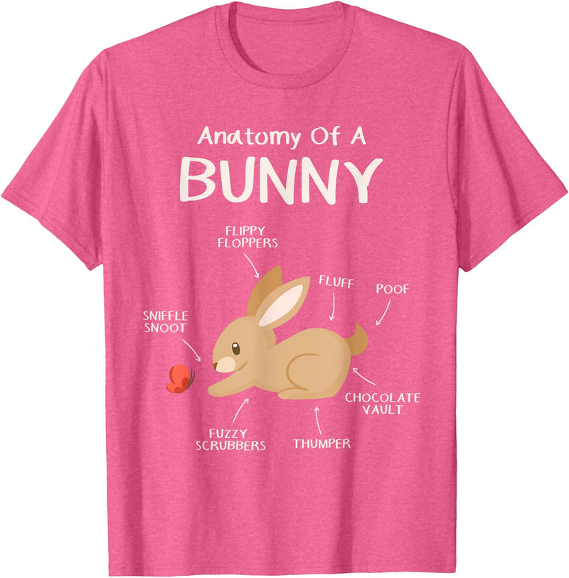 Rabbit Clothes Easter Outfit Hare Lover Gift Anatomy Bunny T-Shirt in Pink Heather