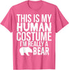 Halloween Funny - This Is My Human Costume Bear T-Shirt - Pink Heather